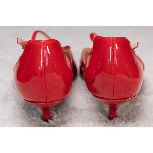 Zara Collection Red Faux Patent Leather Kitten Heels Buckle Womens EU 38 US 7 - Picture 6 of 15